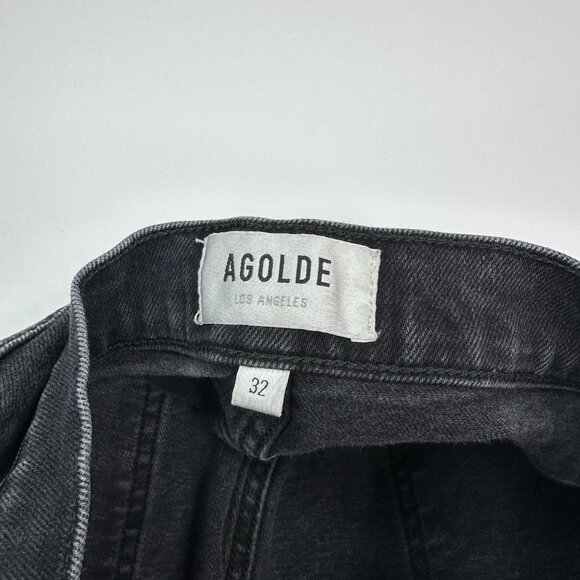AGOLDE Women Black Pepper Hi-Rise Straight Crop Designer Luxury Jean W32/L26 - Picture 5 of 12
